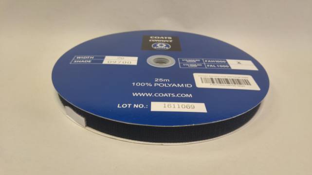 Ježek trak navadni za šivanje bel, črn 38mm 25m 1388