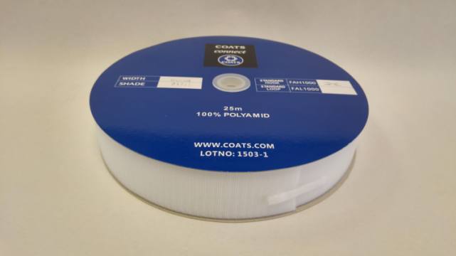 Ježek trak navadni za šivanje bel, črn 50mm 25m 1420