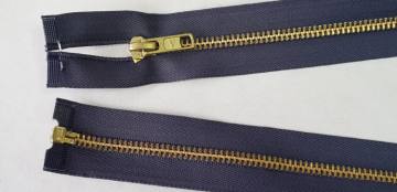 Zadrga kovinska 5 DELJIVA - SIVA - zlati zobki 2811